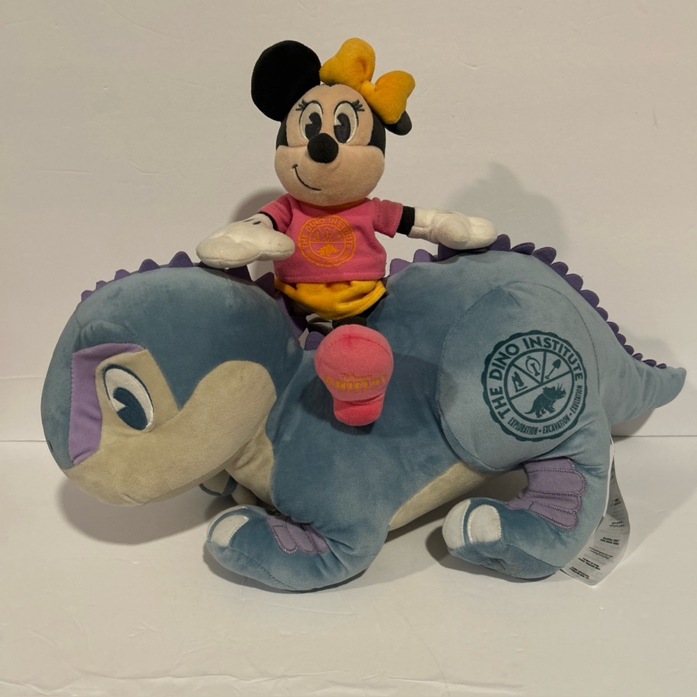 Disney Animal Kingdom DinoLand Aladar Dino Institute Iguanodon 20”& Minnie plush